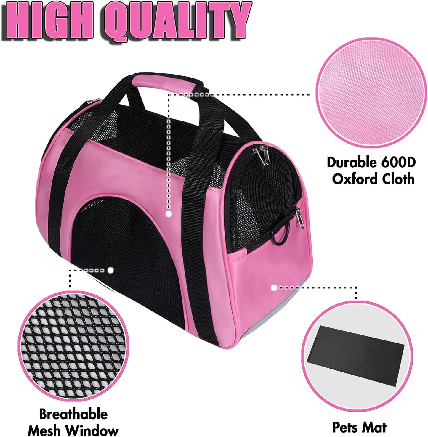 Breathable Oxford Pet Shoulder Carrier - Comfort Travel for Cats