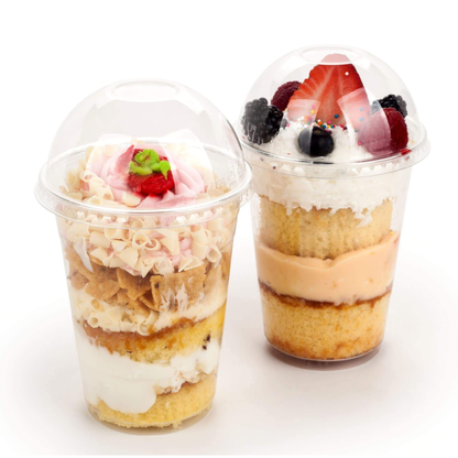 rPET recycled PET smoothie cups with dome lids, eco-friendly reusable cups for smoothies and milkshakes UK