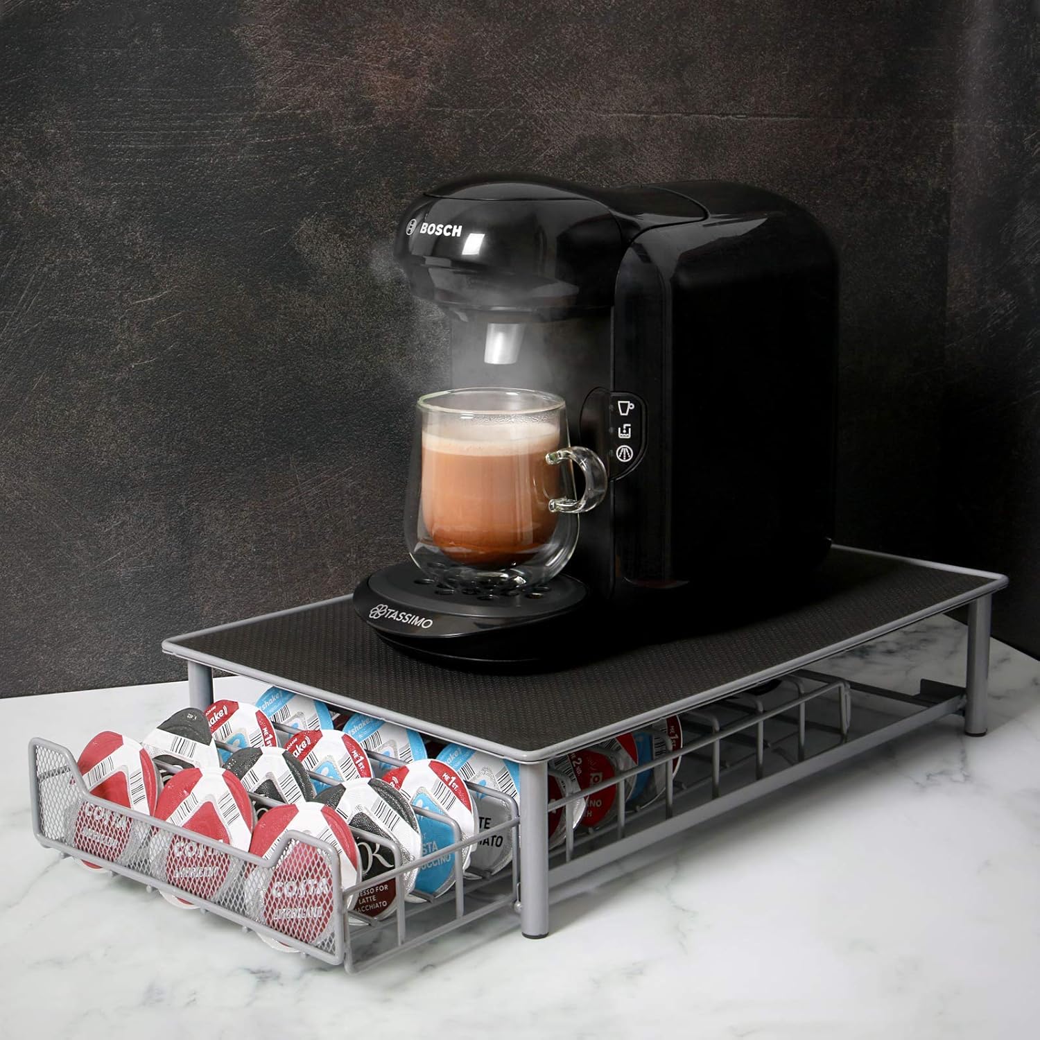 TASSIMO NESPRESSO COFFEE POD HOLDER GUSTO DOLCE CAPSULE STAND CHROME