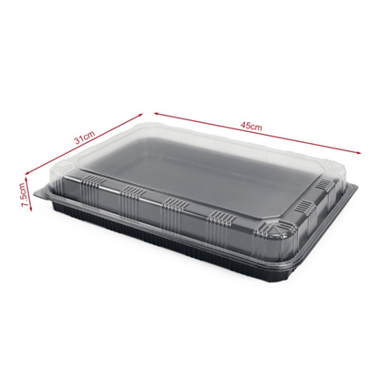 Extra Large Reusable Black PET Plastic Catering Trays Serving Platter for Picnics Travel-for Charcuterie Board