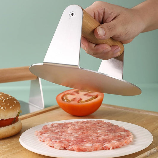 Steel Burger Smasher with Wooden Handle – Perfect Smash Burger Press