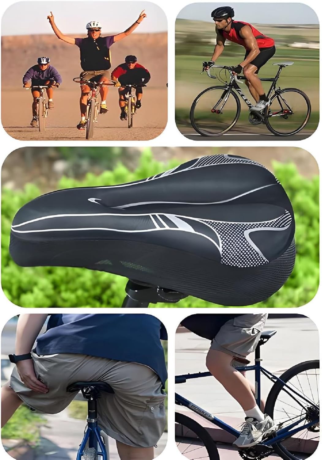 Comfort Ride Bike Seat Cushion With Reflective Safety Strips