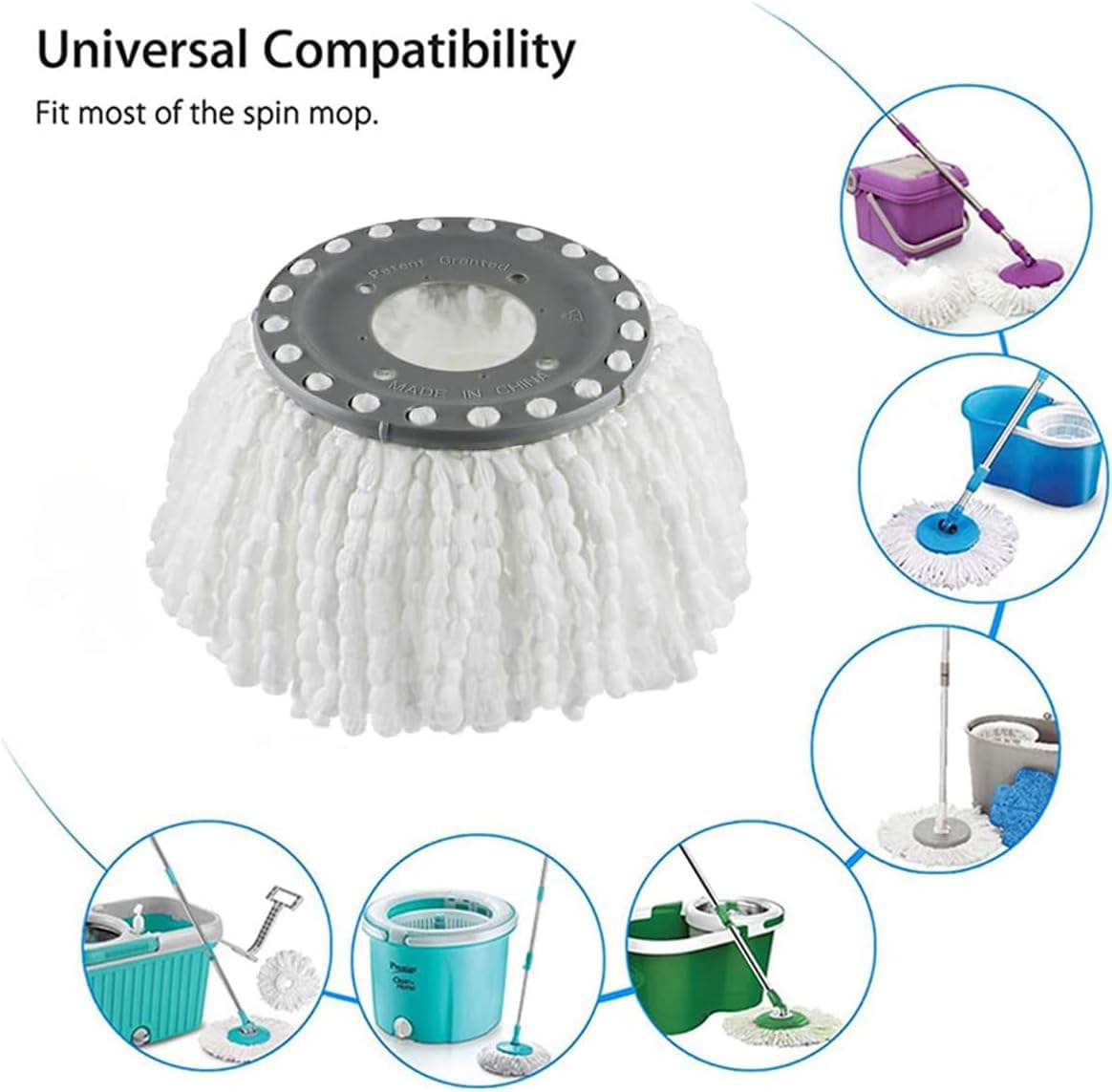 Premium Cotton Spin Mop Head Replacements - Heavy Duty 150G