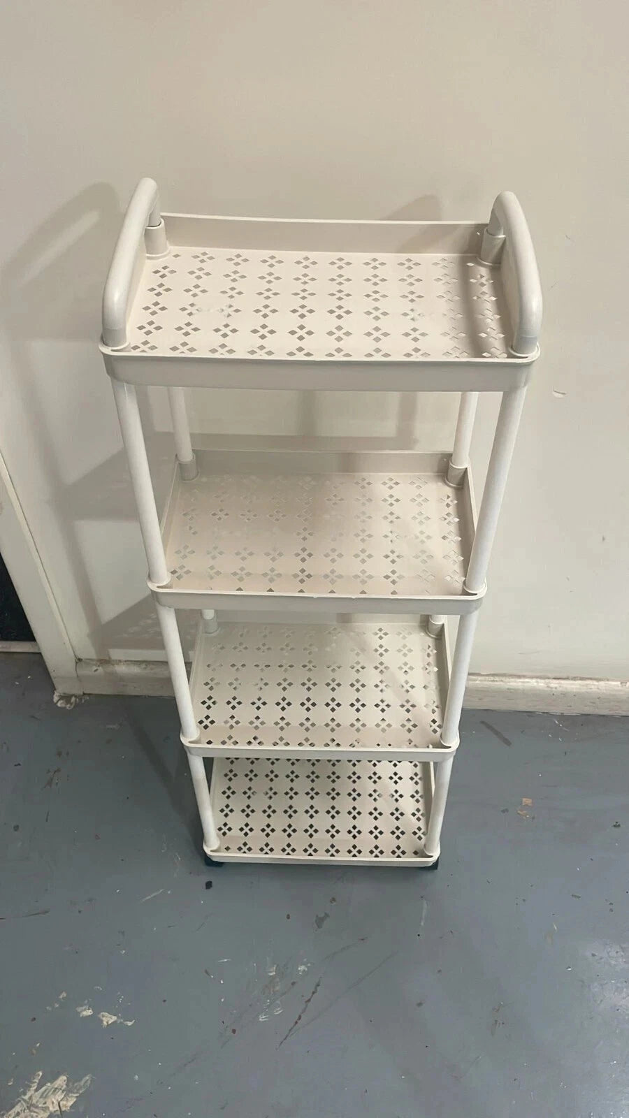 Four-Tier Rolling Storage Cart - Compact White Organizer For Any Space