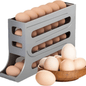 4 Tier Egg Holder for Fridge – Automatic Rolling Egg Dispenser – Space-Saving Organizer