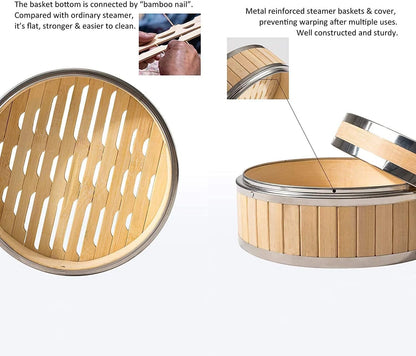 Authentic 2-Tier Bamboo Steamer - Traditional Asian Cooking Made Si...