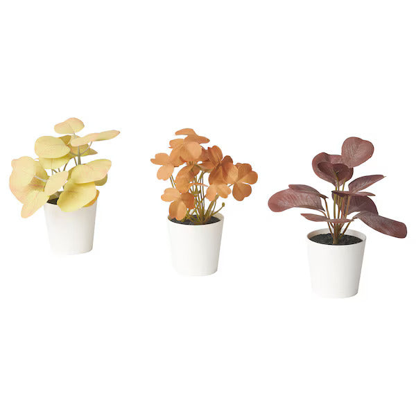 FEJKA Set of 3 Artificial Potted Plants: Versatile Indoor/Outdoor Leaves