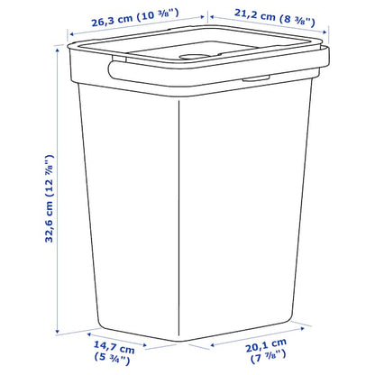 Waterproof Bin with Lid HALLBAR Light Grey Waste & Trash Basket - ZR Online Solutions