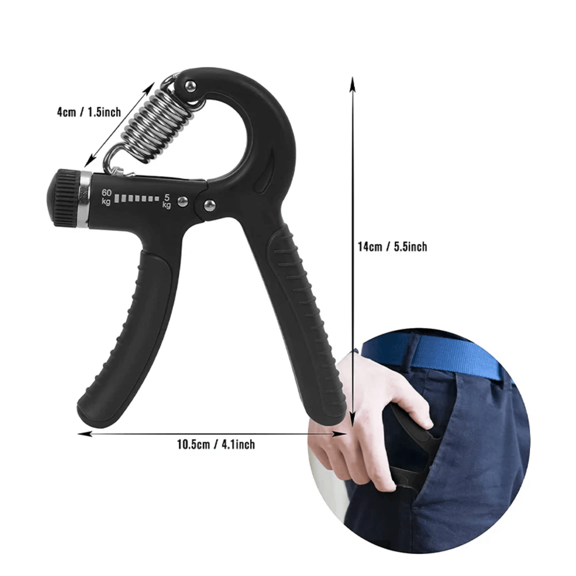 Grip Strength Trainer Adjustable Resistance 5-60Kg NonSlip Hand Strengthener Gripper Muscle Building Recovery