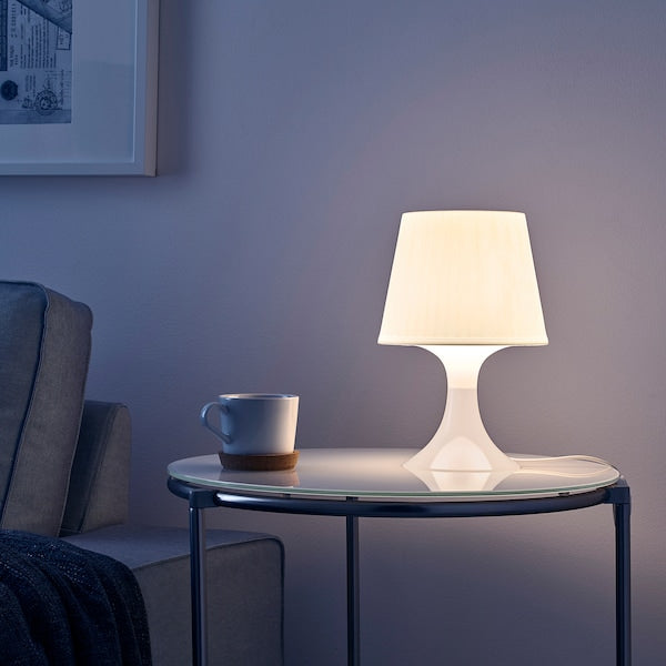 LAMPAN Table Lamp White 29cm Small Plastic Desk Lamp - ZR Online Solutions