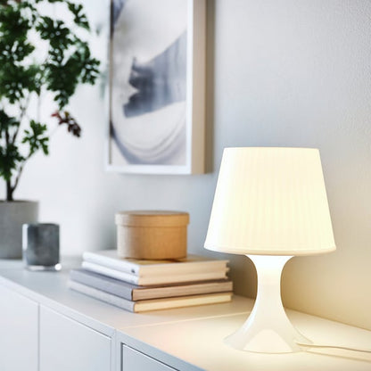 LAMPAN Table Lamp White 29cm Small Plastic Desk Lamp - ZR Online Solutions