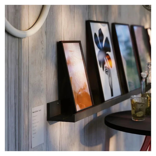 MOSSLANDA 115cm Picture Ledge Black Wall Mounted Photo Shelf - ZR Online Solutions