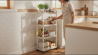 Black 4-Tier Rolling Cart - Space-Saving Storage Solution