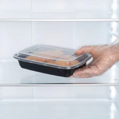Stackable reusable 28oz black base clear lid meal prep containers – microwave freezer dishwasher safe for healthy meal planning