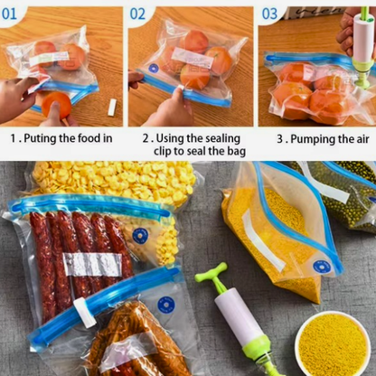 Vacuum Sealer Bags with Hand Pump – Reusable Food Storage Bags for Sous Vide