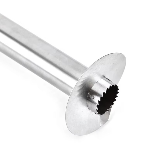Pineapple corer leaving shell intact for fruit bowl