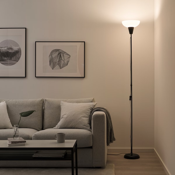 Floor Uplighter Black/White 180cm Tall Standing Floor Lamp - ZR Online Solutions