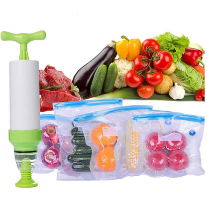 Vacuum Sealer Bags with Hand Pump – Reusable Food Storage Bags for Sous Vide
