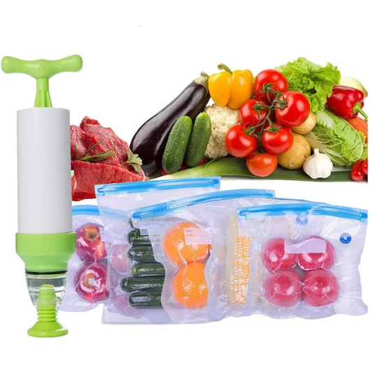 Vacuum Sealer Bags with Hand Pump – Reusable Food Storage Bags for Sous Vide
