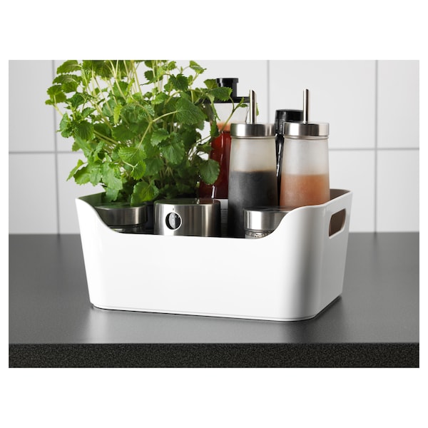 White Storage Box with Double Side Handles Multi-use Basket - ZR Online Solutions