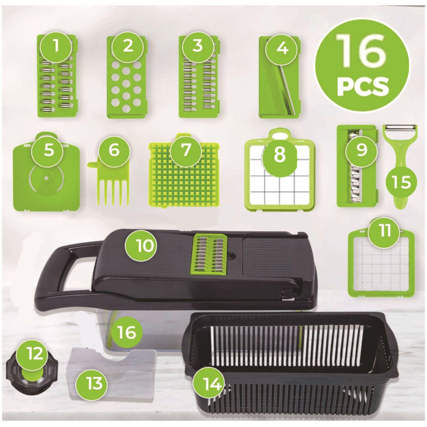 Vegetable chopper with container collecting diced ingredients